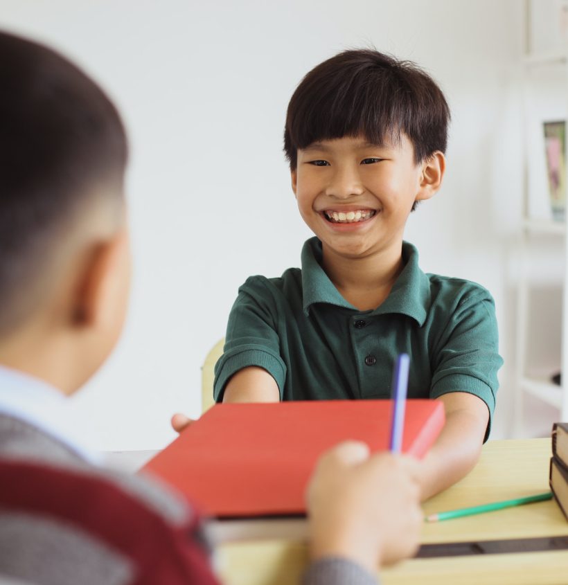 Smart asian student at school